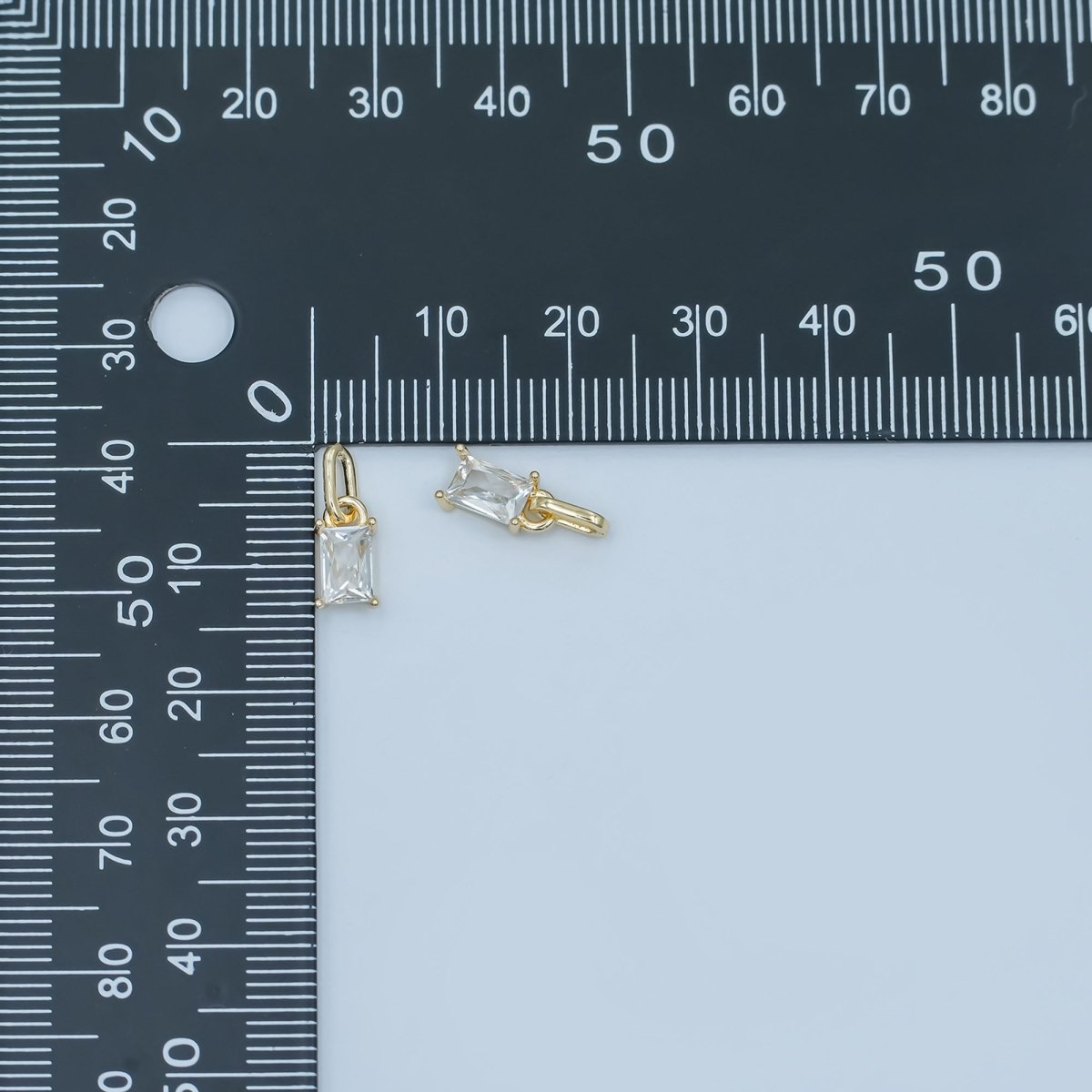 24K Gold Filled Clear Baguette Link Bail Pendant | AA1502