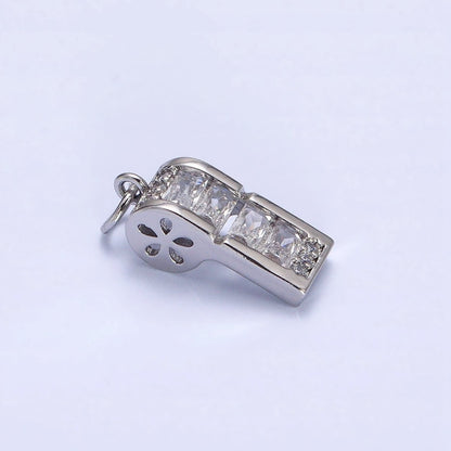 24K Gold Filled Clear Baguette Whistle Flower Add-On Charm in Gold &amp; Silver | AG582