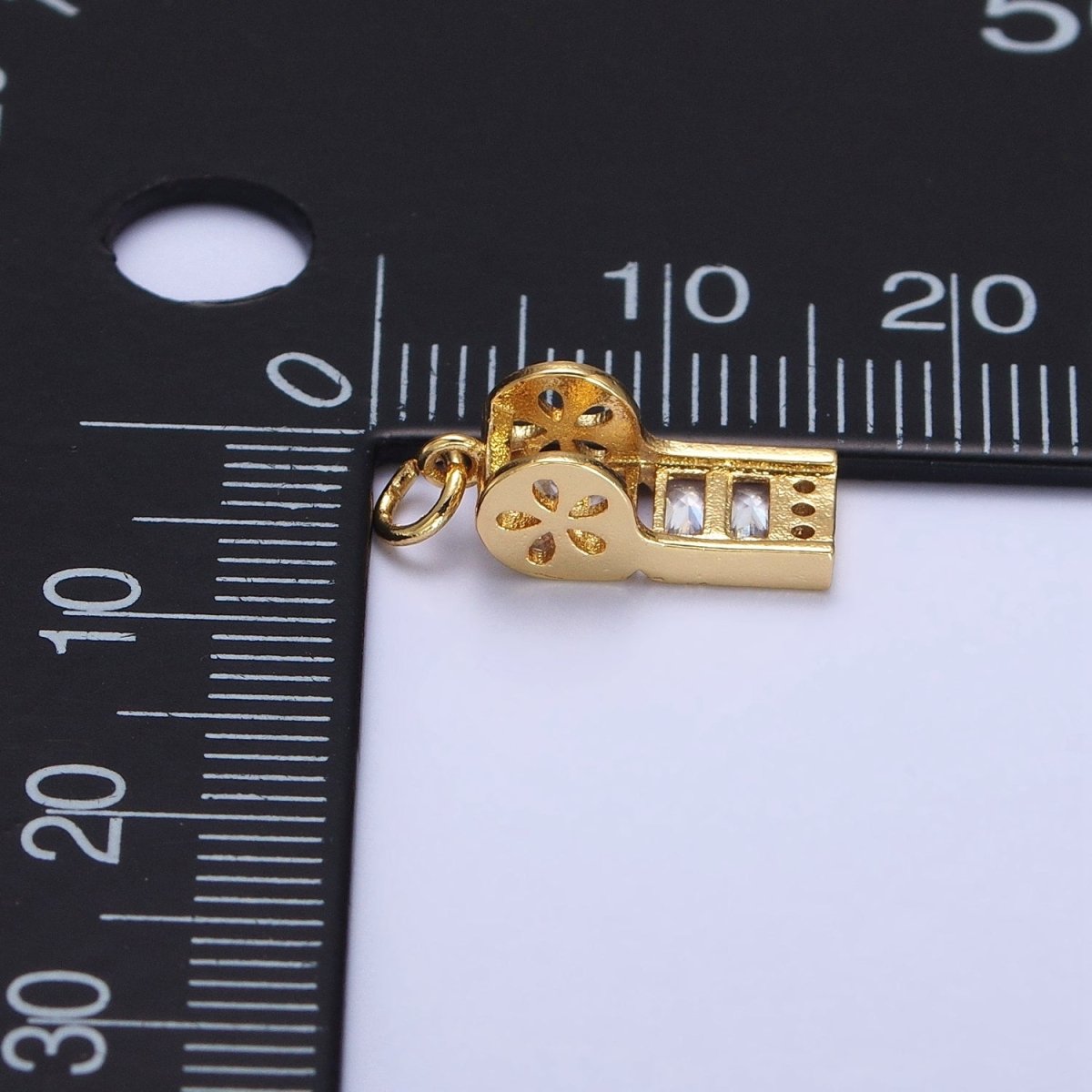 24K Gold Filled Clear Baguette Whistle Flower Add-On Charm in Gold &amp; Silver | AG582