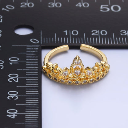 24K Gold Filled Clear CZ Artisan Crown Ring | O728