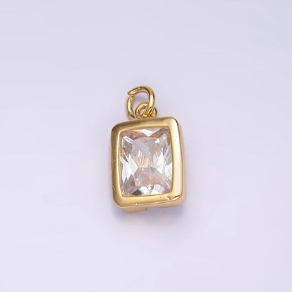 24K Gold Filled Clear CZ Baguette Bezel Add-On Charm | AC874