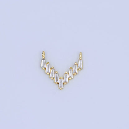 24K Gold Filled Clear CZ Baguette V-Shaped Connector | Y025