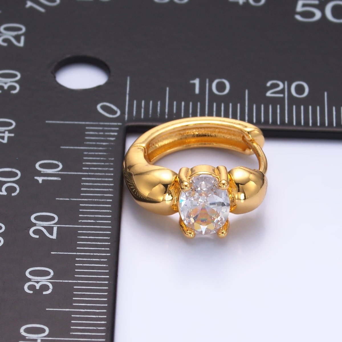 24K Gold Filled Clear CZ Bubble Huggie Earrings | V527