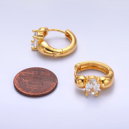24K Gold Filled Clear CZ Bubble Huggie Earrings | V527