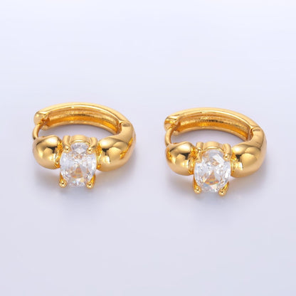 24K Gold Filled Clear CZ Bubble Huggie Earrings | V527