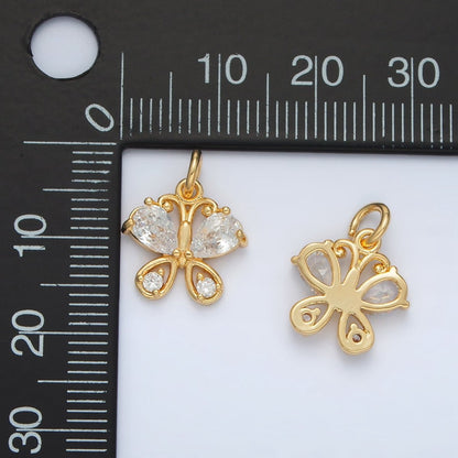 24K Gold Filled Clear CZ Butterfly Charm | D-858