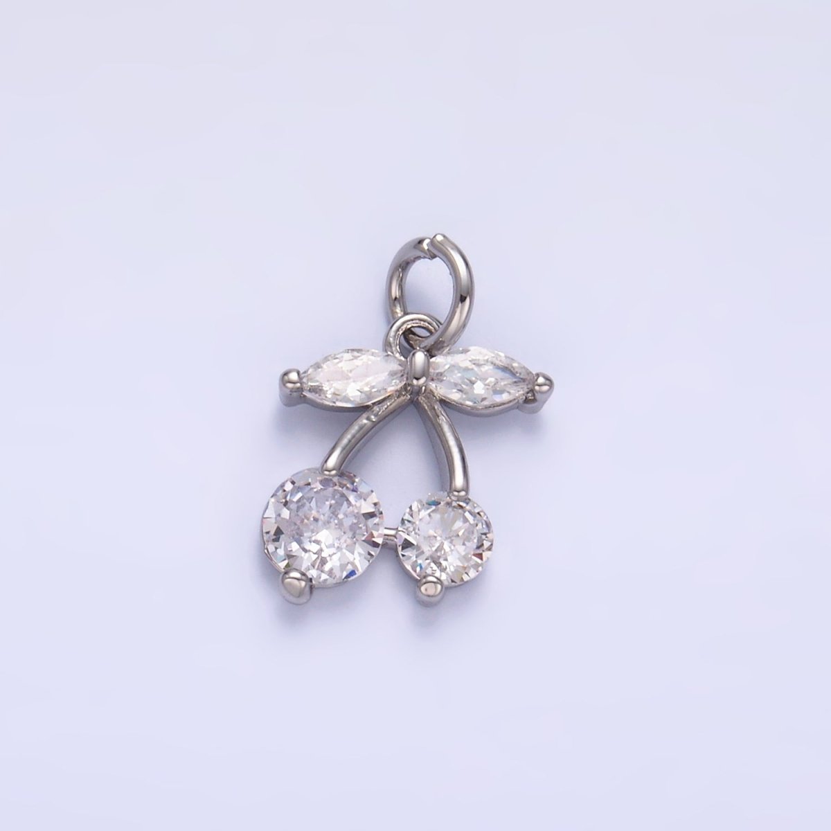 24K Gold Filled 12.5mm Clear CZ Cherry Fruit Charm in Gold &amp; Silver | W807