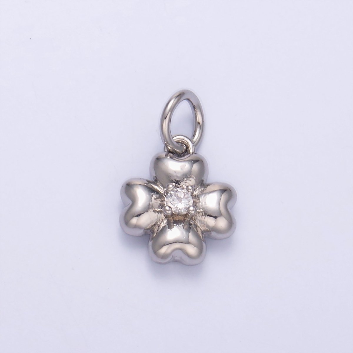 24K Gold Filled Clear CZ Chubby Flower Multidimensional 3D Charm in Gold &amp; Silver | N018