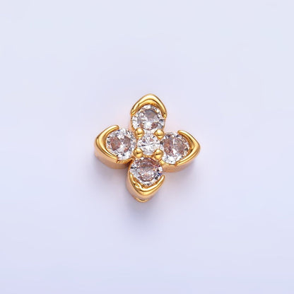 24K Gold Filled Clear CZ Clover Flower Bead | B317
