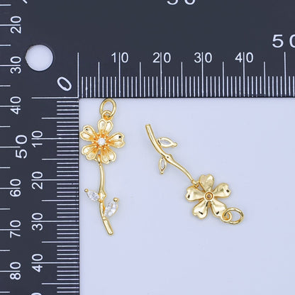24K Gold Filled Clear CZ Daisy Flower Charm | AF458