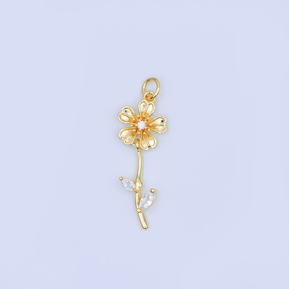 24K Gold Filled Clear CZ Daisy Flower Charm | AF458