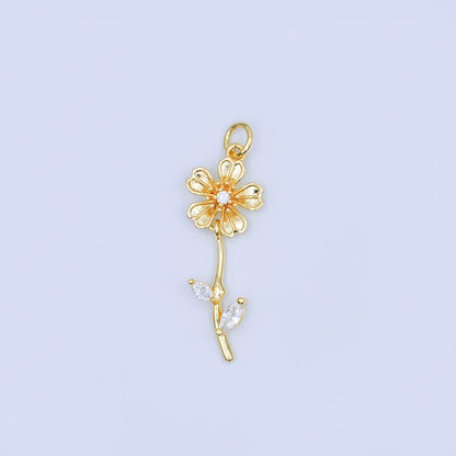 24K Gold Filled Clear CZ Daisy Flower Charm | AF458