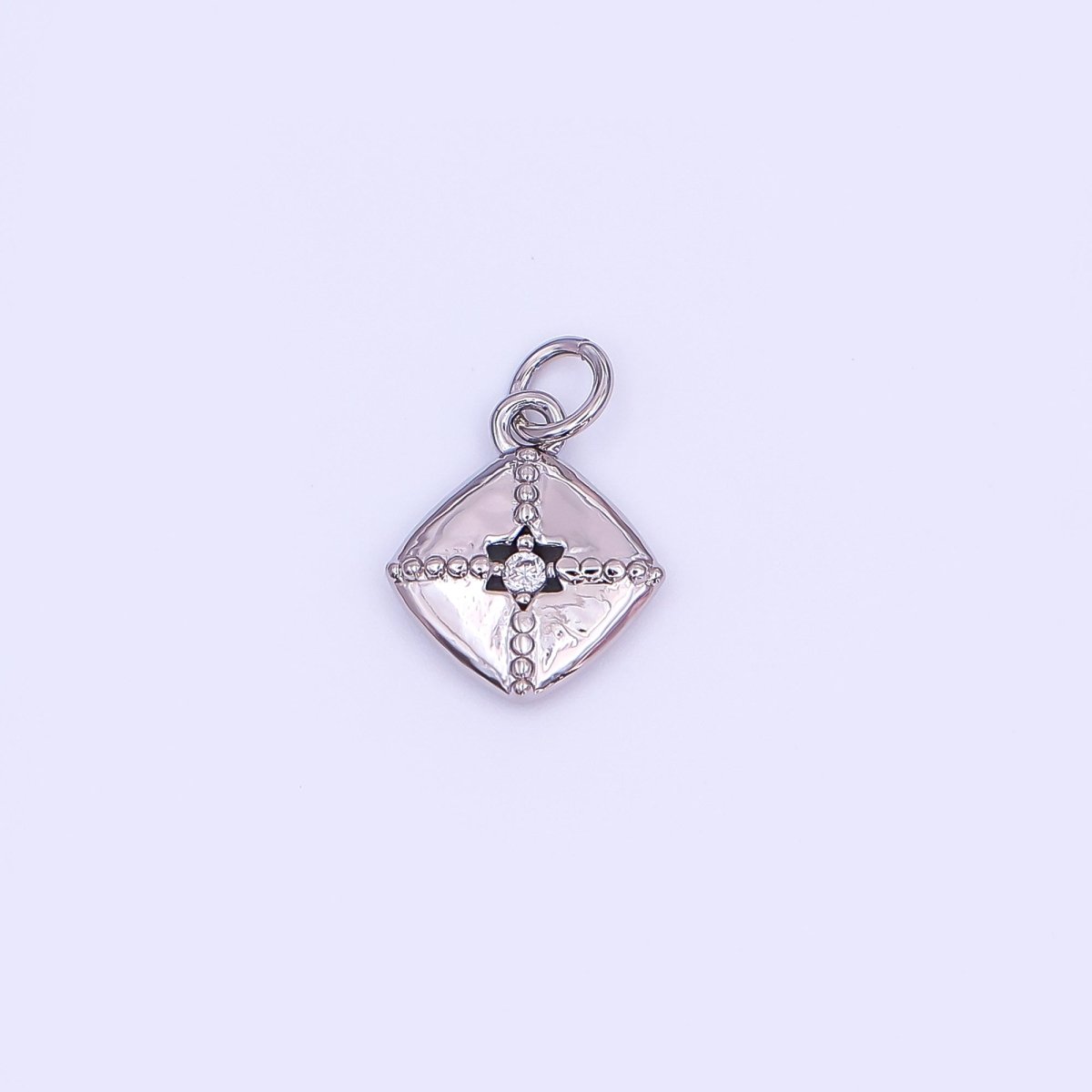 24K Gold Filled Clear CZ Dotted Rhombus Charm in Gold &amp; Silver | AF427