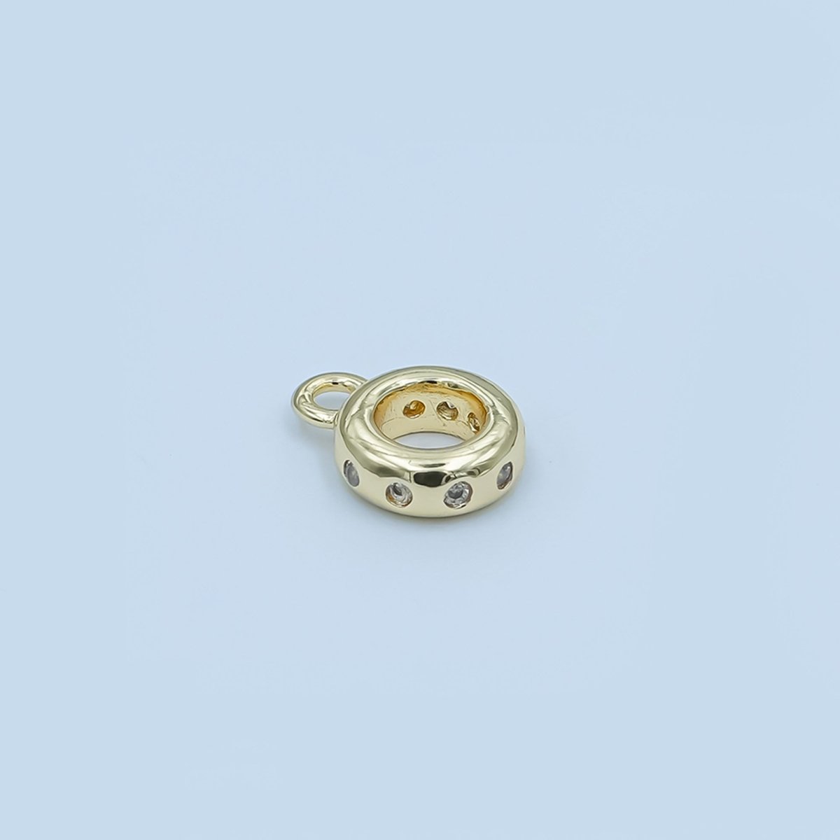 24K Gold Filled Clear CZ Dotted Wide Round Bail Finding in Gold &amp; Silver | Z1104