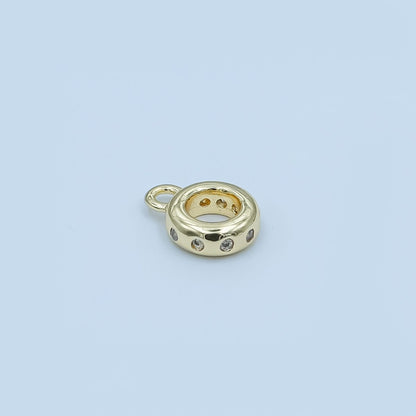 24K Gold Filled Clear CZ Dotted Wide Round Bail Finding in Gold &amp; Silver | Z1104