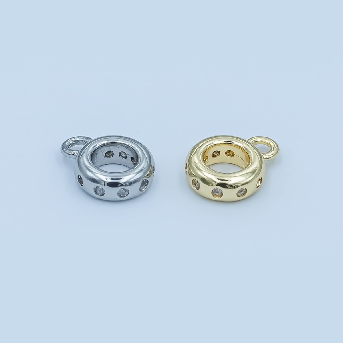 24K Gold Filled Clear CZ Dotted Wide Round Bail Finding in Gold &amp; Silver | Z1104