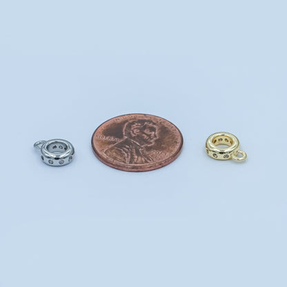 24K Gold Filled Clear CZ Dotted Wide Round Bail Finding in Gold &amp; Silver | Z1104