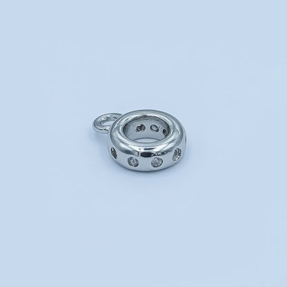 24K Gold Filled Clear CZ Dotted Wide Round Bail Finding in Gold &amp; Silver | Z1104