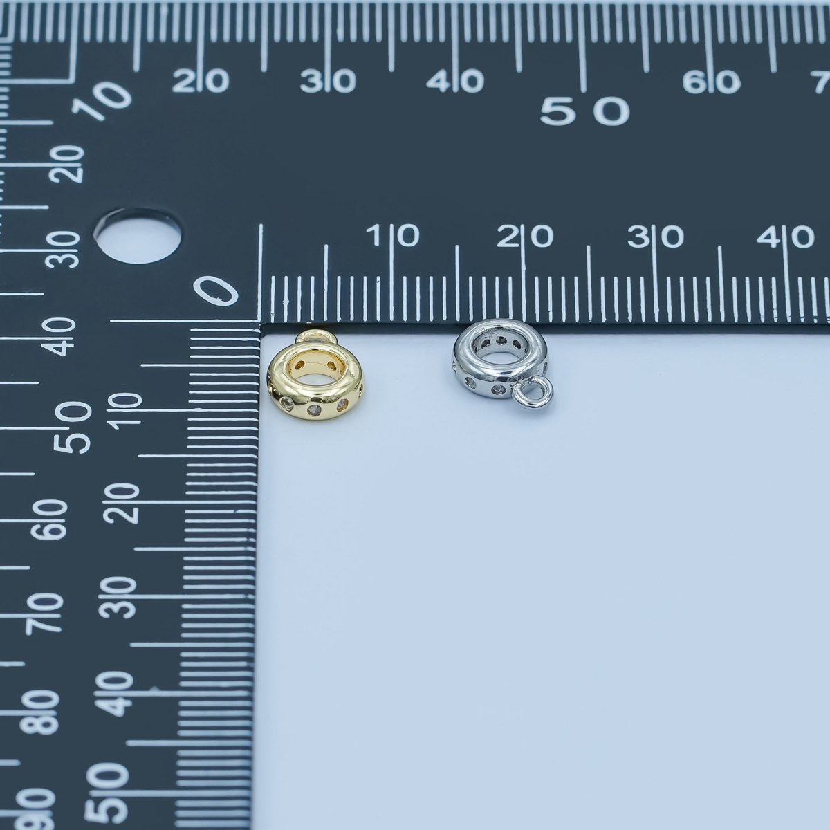 24K Gold Filled Clear CZ Dotted Wide Round Bail Finding in Gold &amp; Silver | Z1104