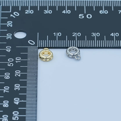 24K Gold Filled Clear CZ Dotted Wide Round Bail Finding in Gold &amp; Silver | Z1104