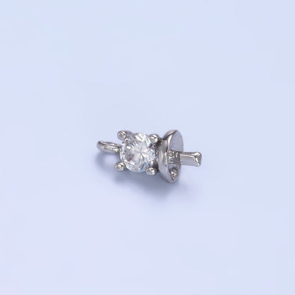 24K Gold Filled Clear CZ Drill Bail Finding in Gold &amp; Silver | Z1060