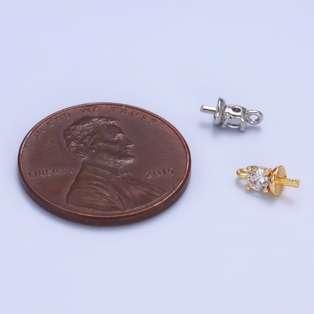24K Gold Filled Clear CZ Drill Bail Finding in Gold &amp; Silver | Z1060
