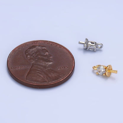 24K Gold Filled Clear CZ Drill Bail Finding in Gold &amp; Silver | Z1060