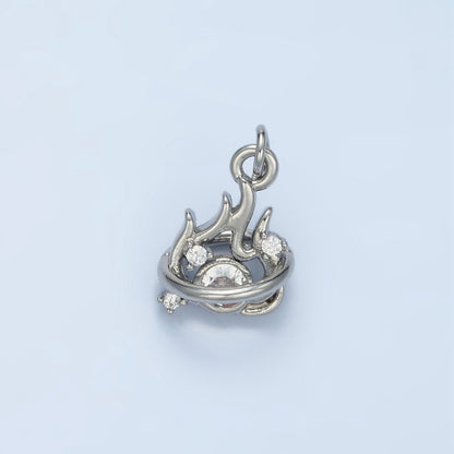 24K Gold Filled 13mm Clear CZ Fire Flame Mini Charm in Gold &amp; Silver | E379