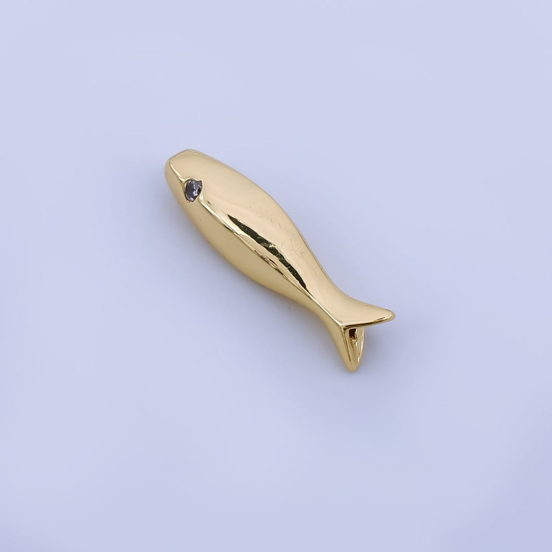 24K Gold Filled Clear CZ Fish Beach Minimalist Bead | B486