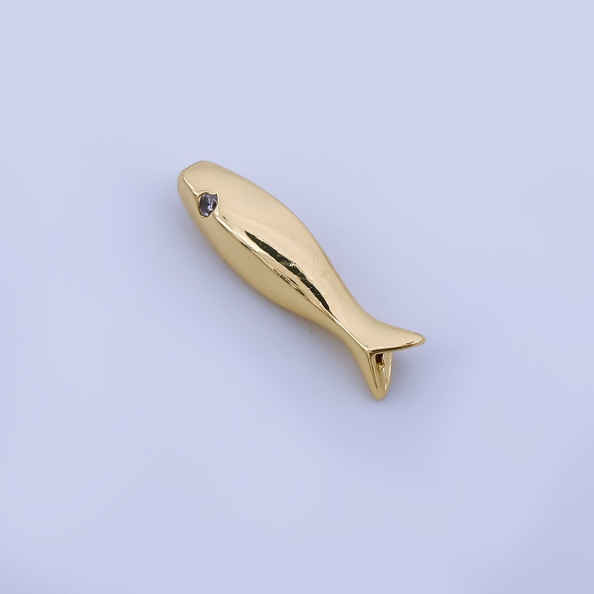 24K Gold Filled Clear CZ Fish Beach Minimalist Bead | B486