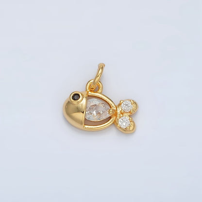 24K Gold Filled Clear CZ Fish Charm | AC-141