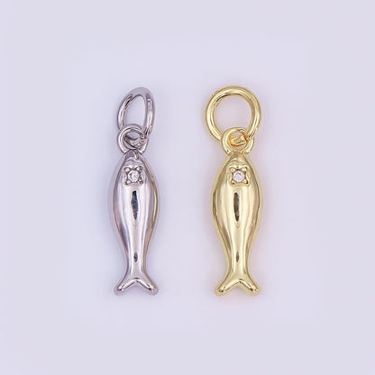 24K Gold Filled Clear CZ Fish Minimalist 3D Multidimensional Charm | AF432