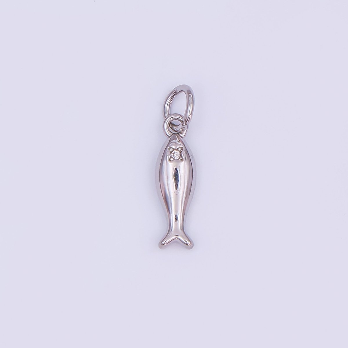 24K Gold Filled Clear CZ Fish Minimalist 3D Multidimensional Charm | AF432