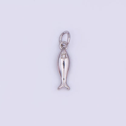 24K Gold Filled Clear CZ Fish Minimalist 3D Multidimensional Charm | AF432