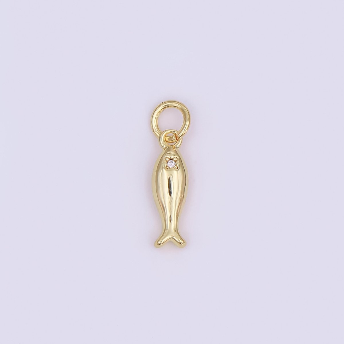 24K Gold Filled Clear CZ Fish Minimalist 3D Multidimensional Charm | AF432