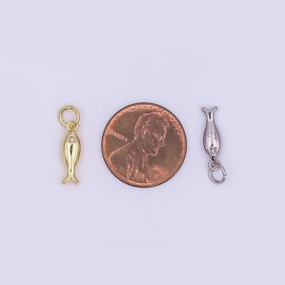 24K Gold Filled Clear CZ Fish Minimalist 3D Multidimensional Charm | AF432