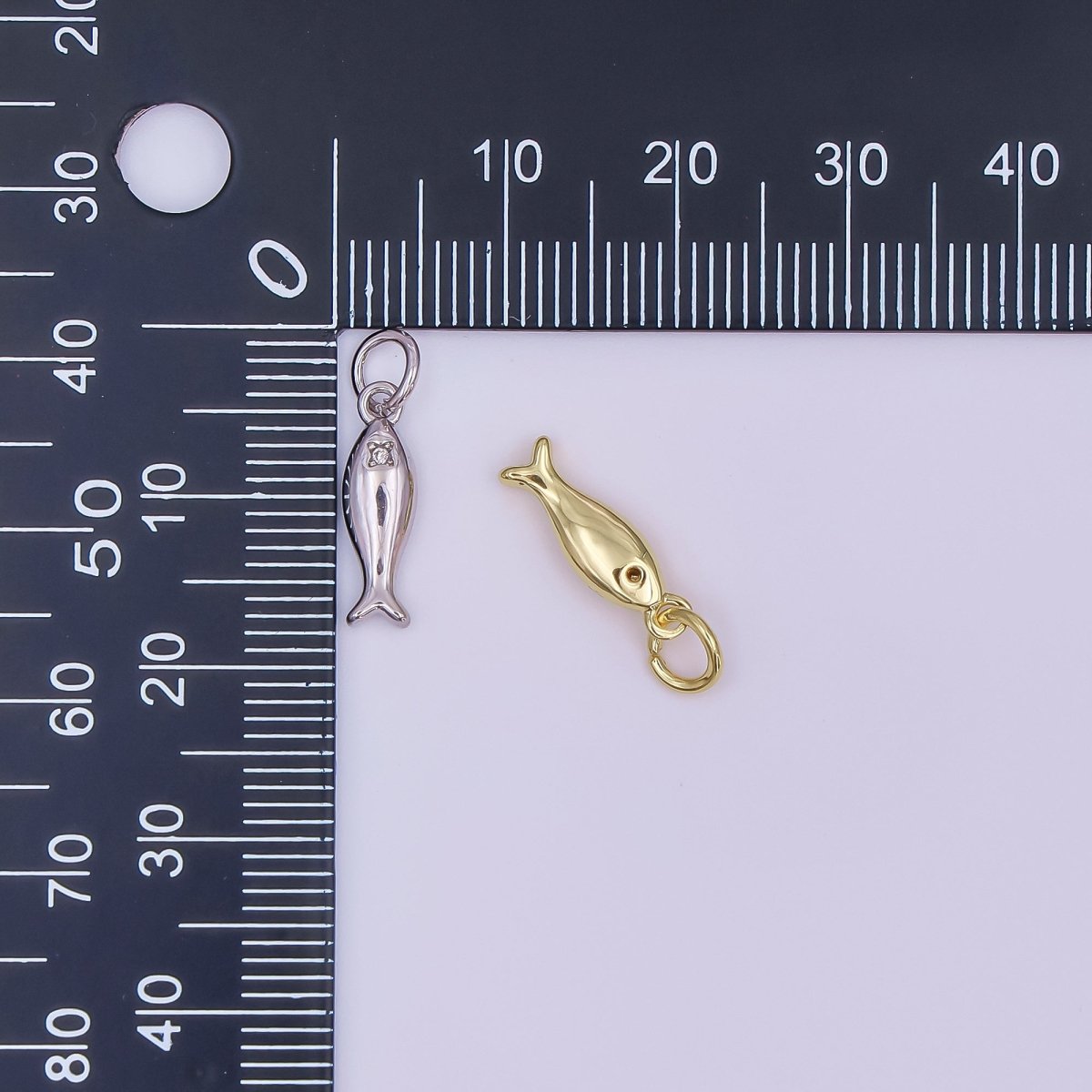 24K Gold Filled Clear CZ Fish Minimalist 3D Multidimensional Charm | AF432