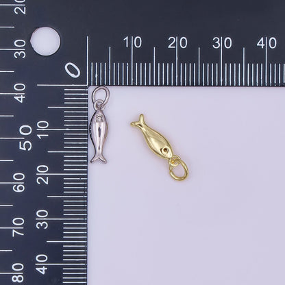 24K Gold Filled Clear CZ Fish Minimalist 3D Multidimensional Charm | AF432