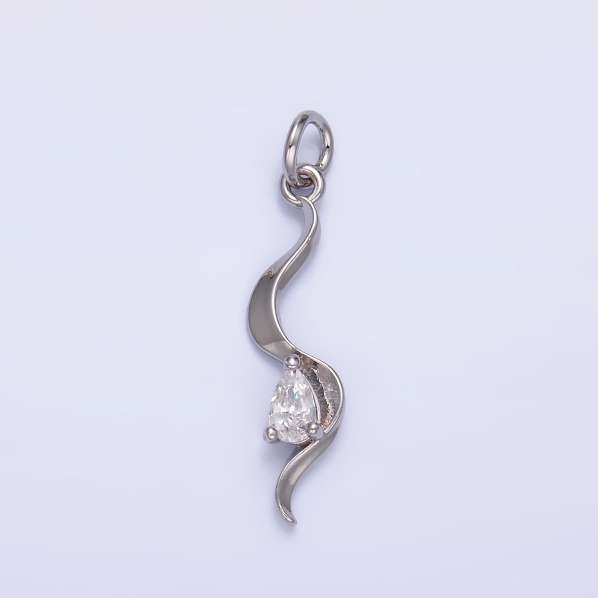 24K Gold Filled Clear CZ Geometric Curve Charm in Gold &amp; Silver | W813