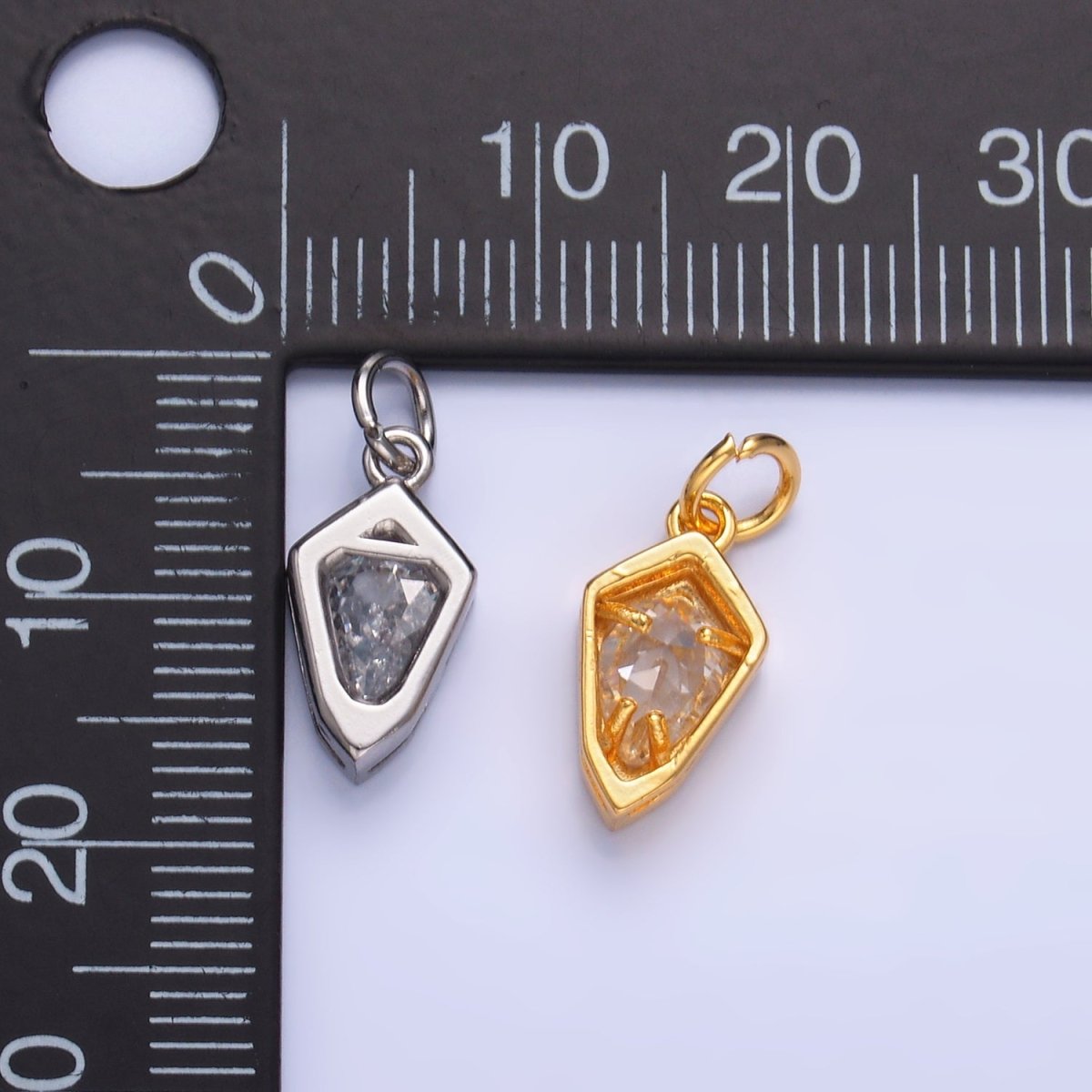 24K Gold Filled Clear CZ Geometric Mini Add-On Charm in Gold &amp; Silver | M623