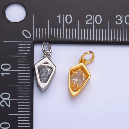 24K Gold Filled Clear CZ Geometric Mini Add-On Charm in Gold &amp; Silver | M623