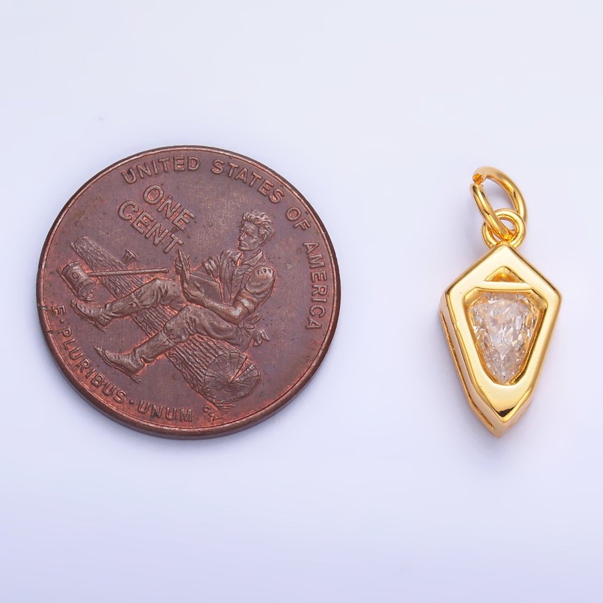 24K Gold Filled Clear CZ Geometric Mini Add-On Charm in Gold &amp; Silver | M623