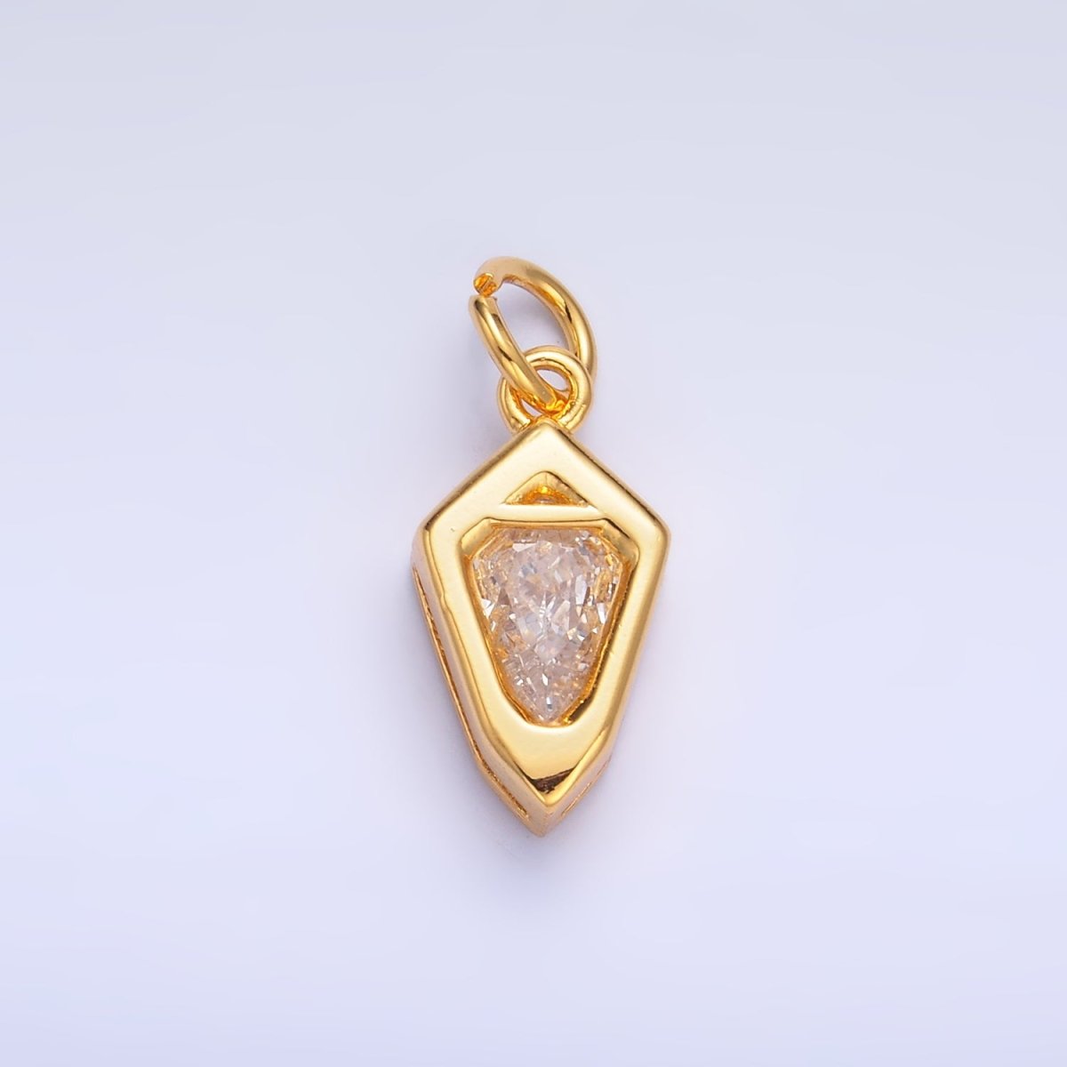 24K Gold Filled Clear CZ Geometric Mini Add-On Charm in Gold &amp; Silver | M623