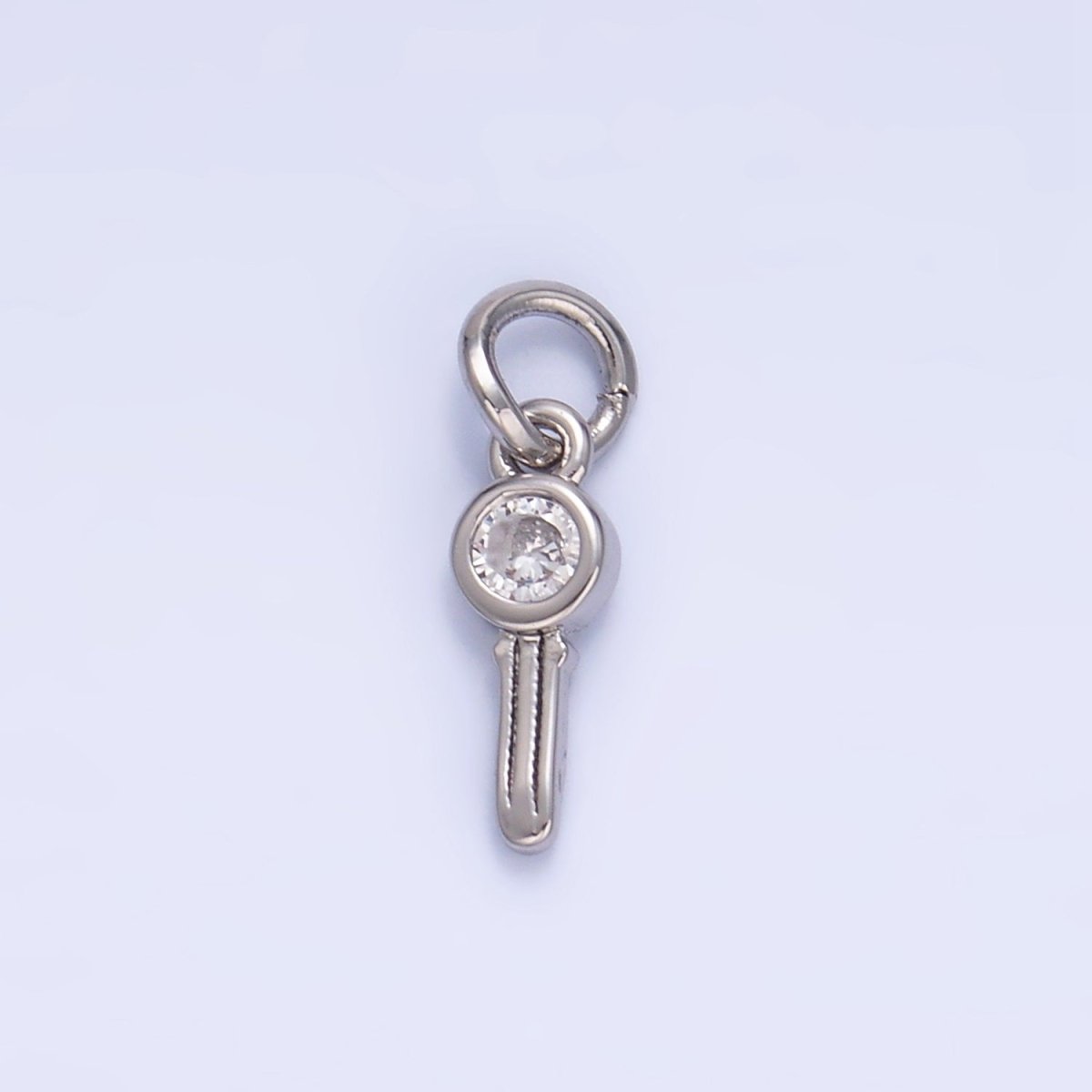 24K Gold Filled Clear CZ Key Mini Charm in Gold &amp; Silver | W104