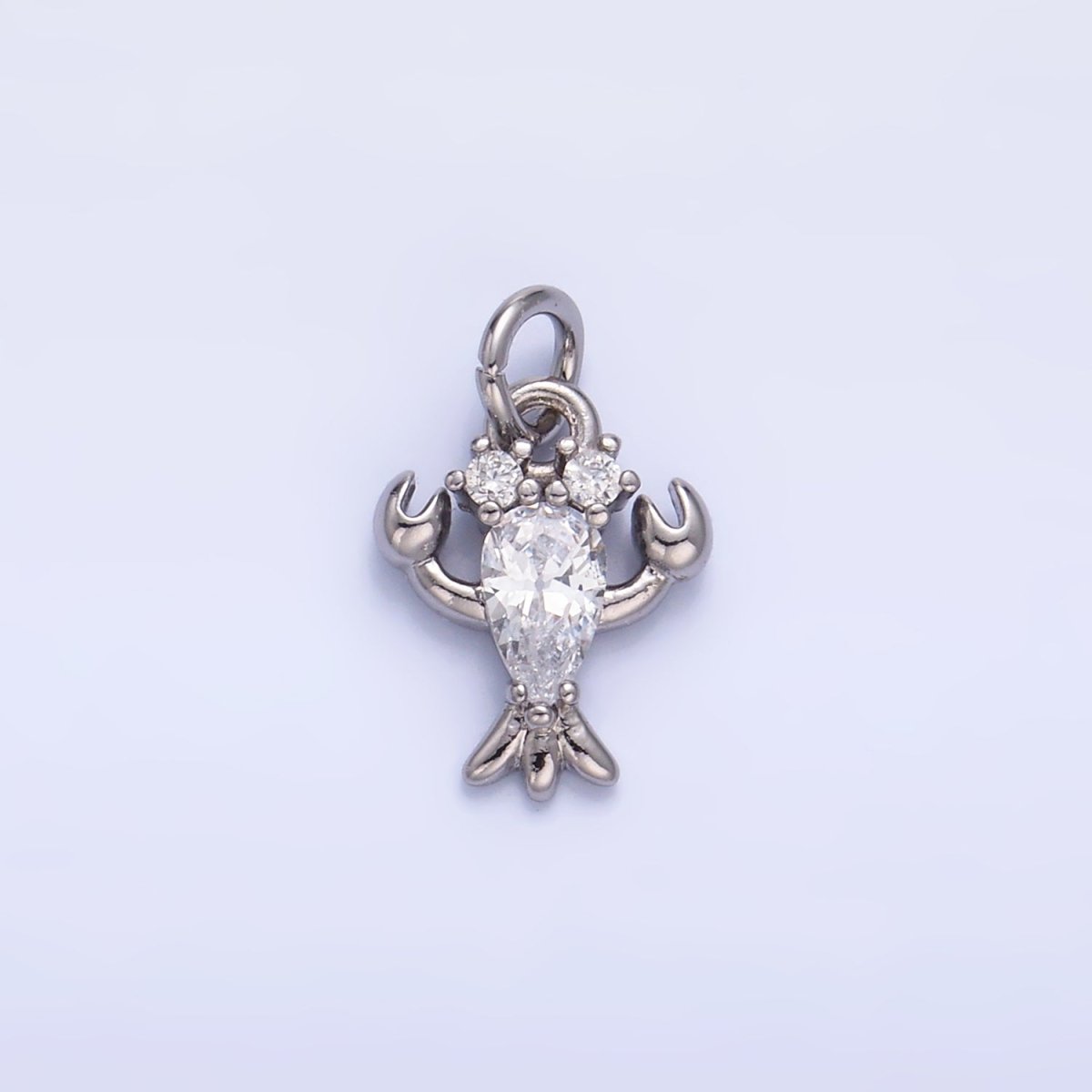 24K Gold Filled 10mm Clear CZ Lobster Crustacean Sea Animal Mini Charm in Gold &amp; Silver | W886