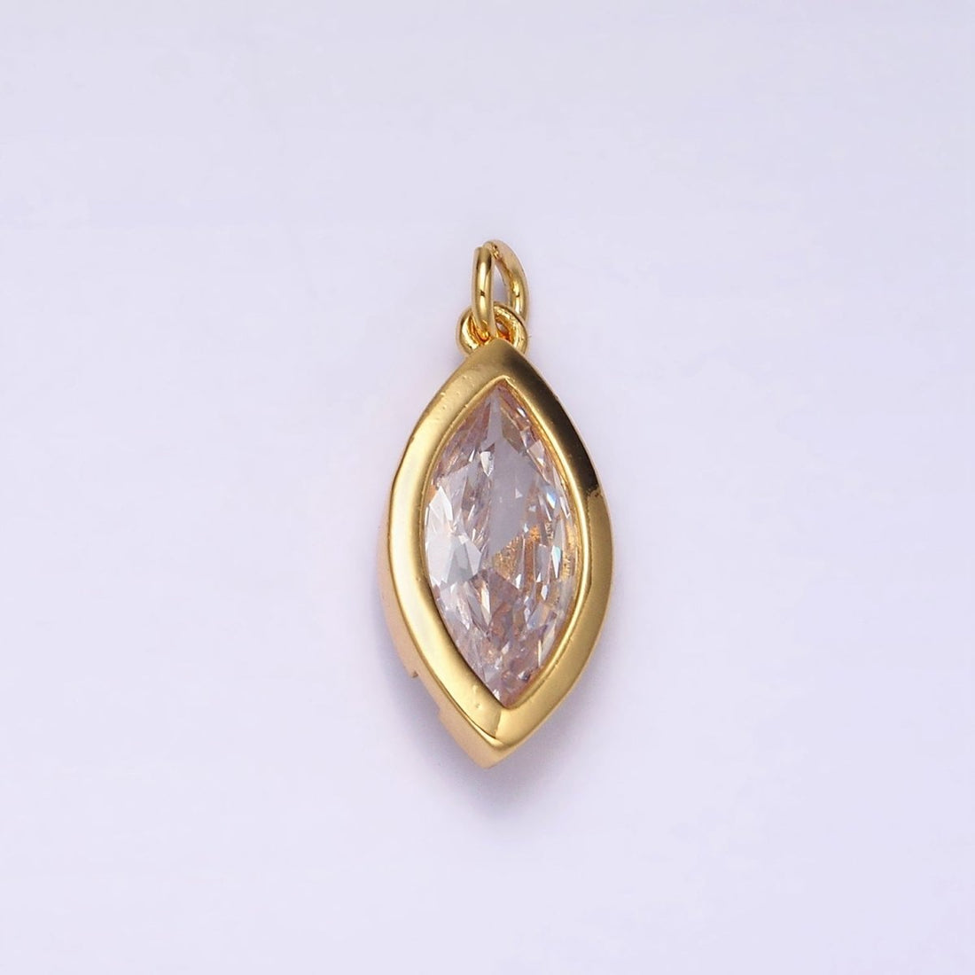 24K Gold Filled Clear CZ Marquise Bezel Add-On Charm | AC879