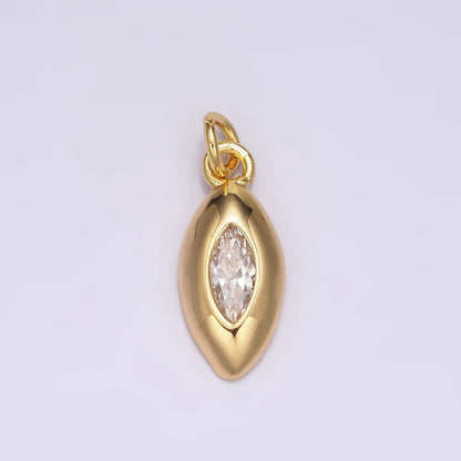 24K Gold Filled Clear CZ Marquise Bezel Charm | AC875
