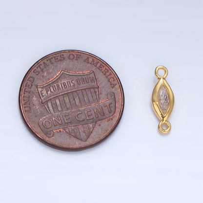 24K Gold Filled Clear CZ Marquise Bezel Connector | F667