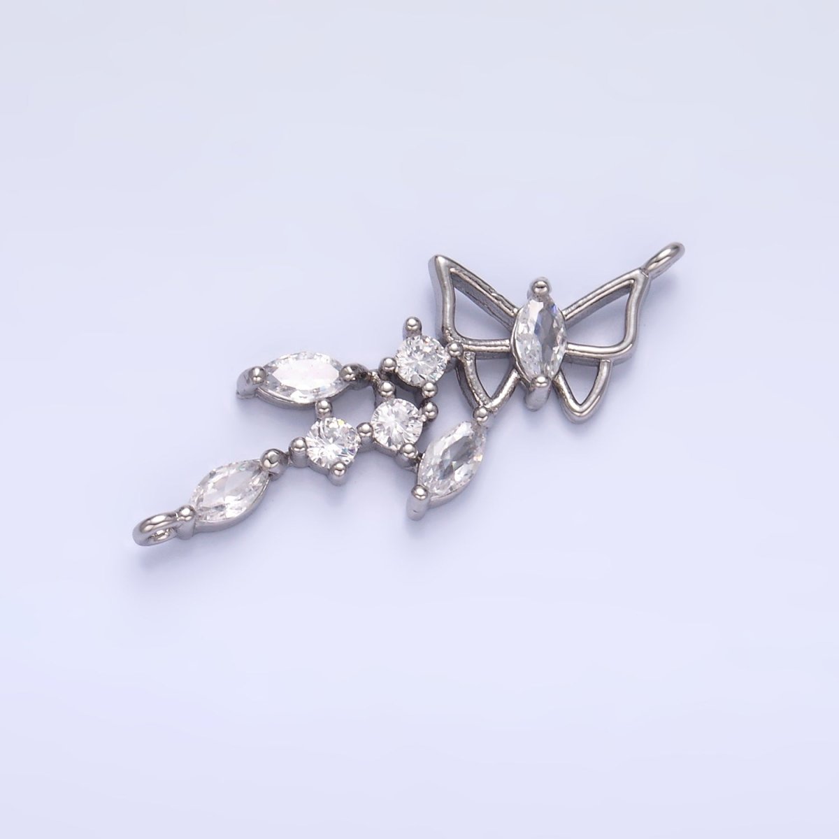 24K Gold Filled Clear CZ Marquise Butterfly Charm Connector in Gold &amp; Silver | G228