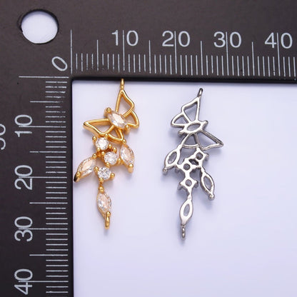 24K Gold Filled Clear CZ Marquise Butterfly Charm Connector in Gold &amp; Silver | G228
